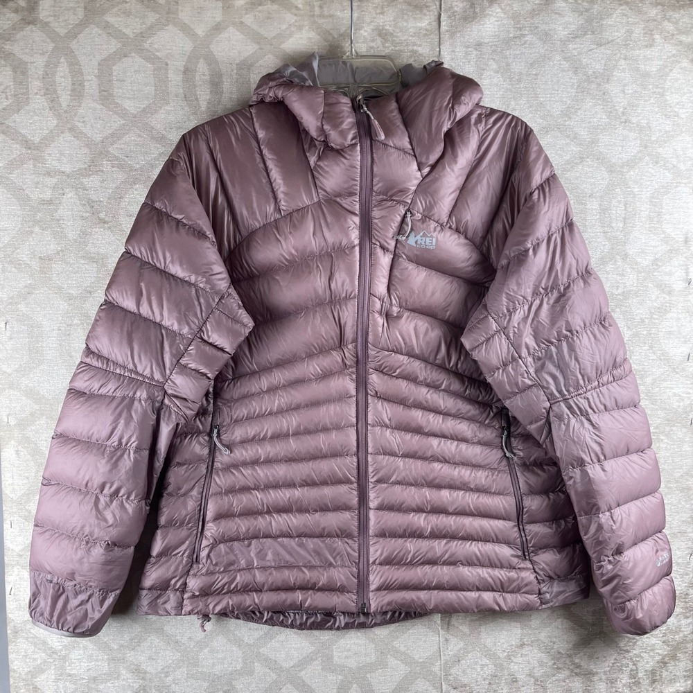 REI Co-op Magma 850 Pertex Quantum Down Hoodie Women XL Purple Puffer Jacket